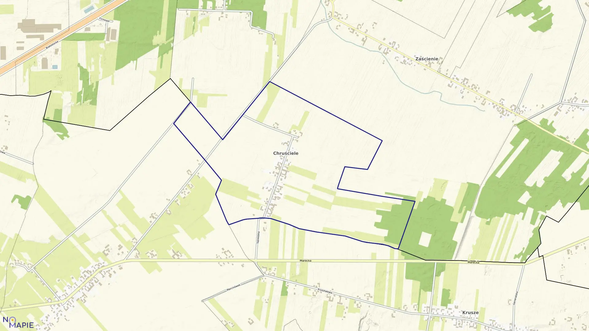 Mapa obrębu CHRUŚCIELE w gminie Dąbrówka