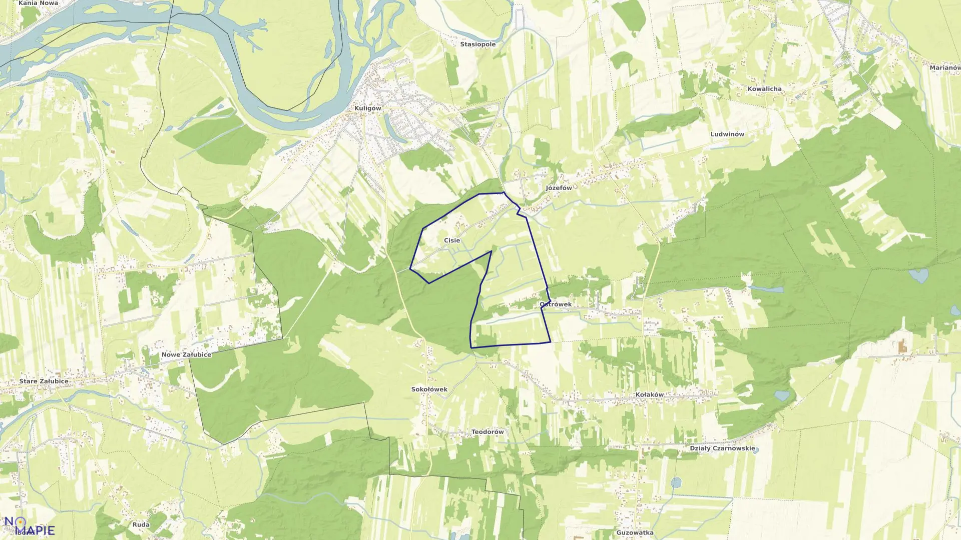 Mapa obrębu CISIE w gminie Dąbrówka