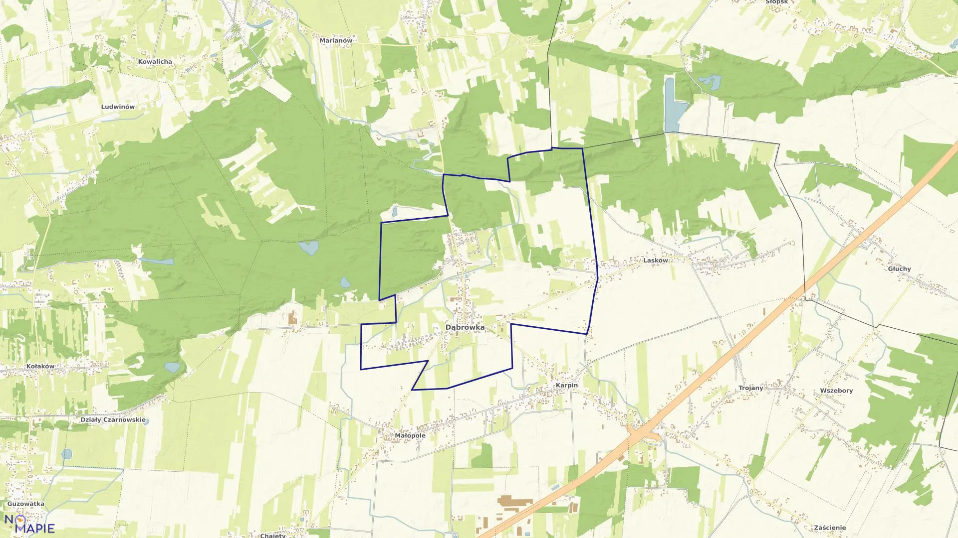 Mapa obrębu DĄBRÓWKA w gminie Dąbrówka