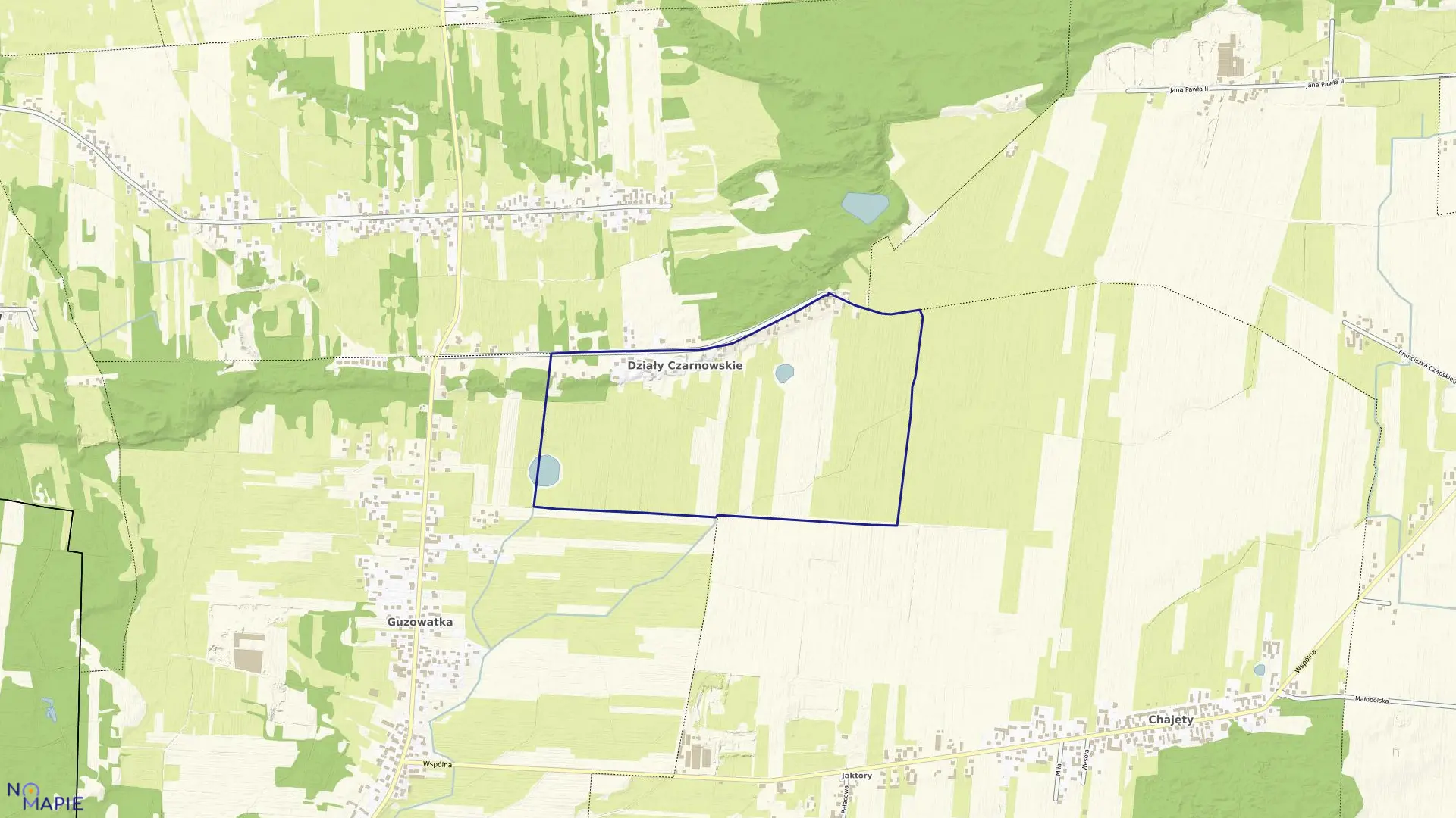 Mapa obrębu DZIAŁY CZARNOWSKIE w gminie Dąbrówka