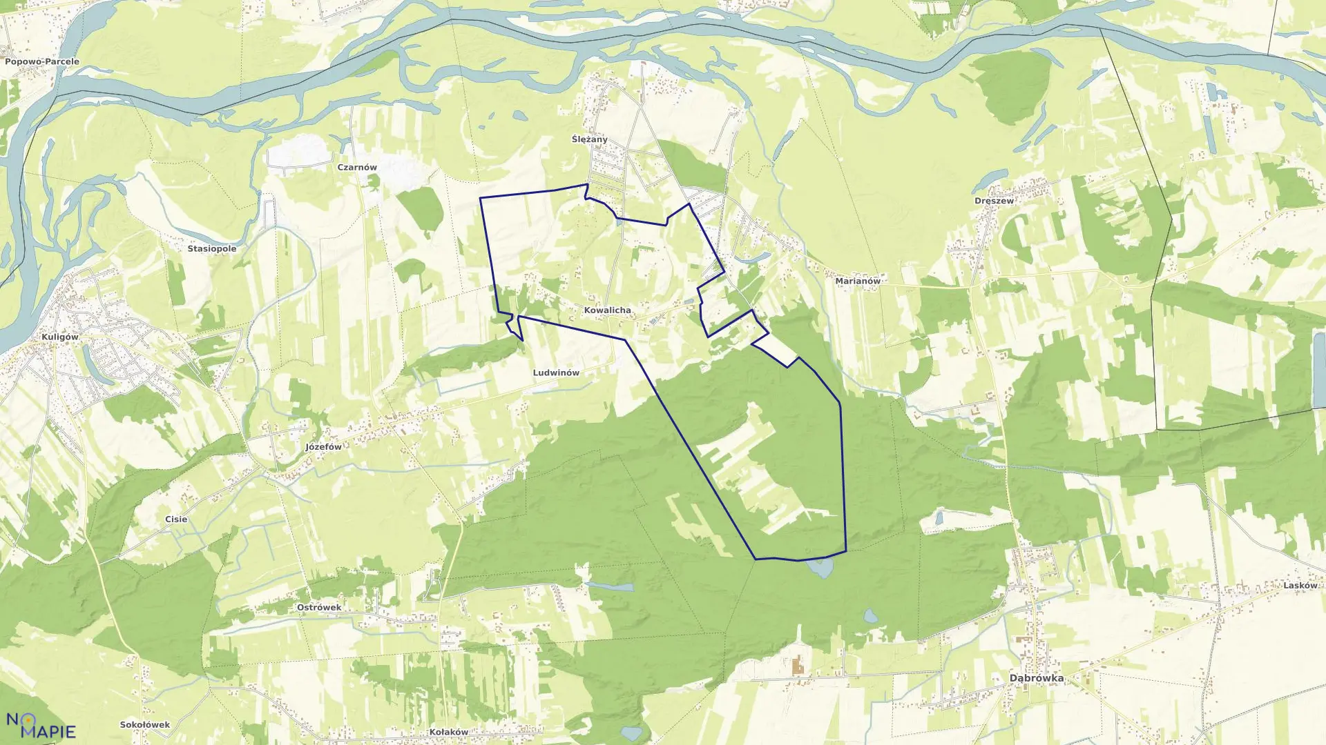 Mapa obrębu KOWALICHA w gminie Dąbrówka