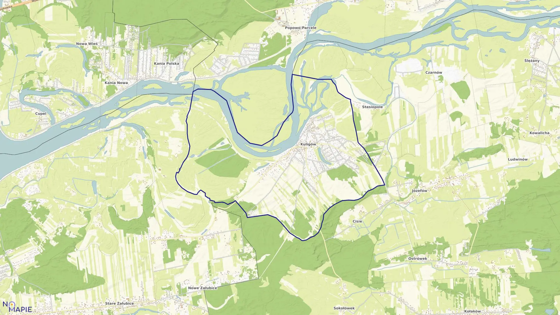 Mapa obrębu KULIGÓW w gminie Dąbrówka