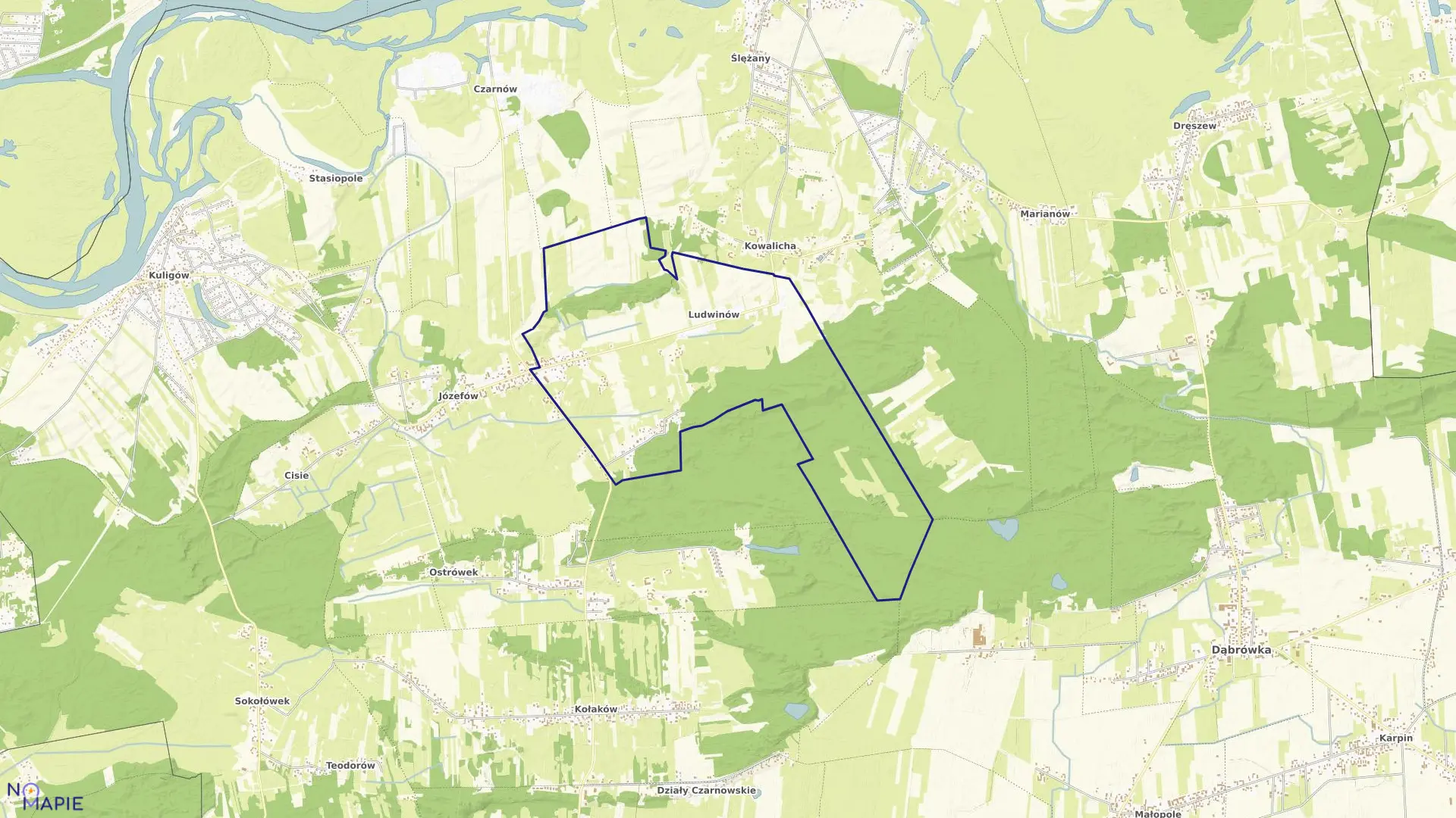 Mapa obrębu LUDWINÓW w gminie Dąbrówka