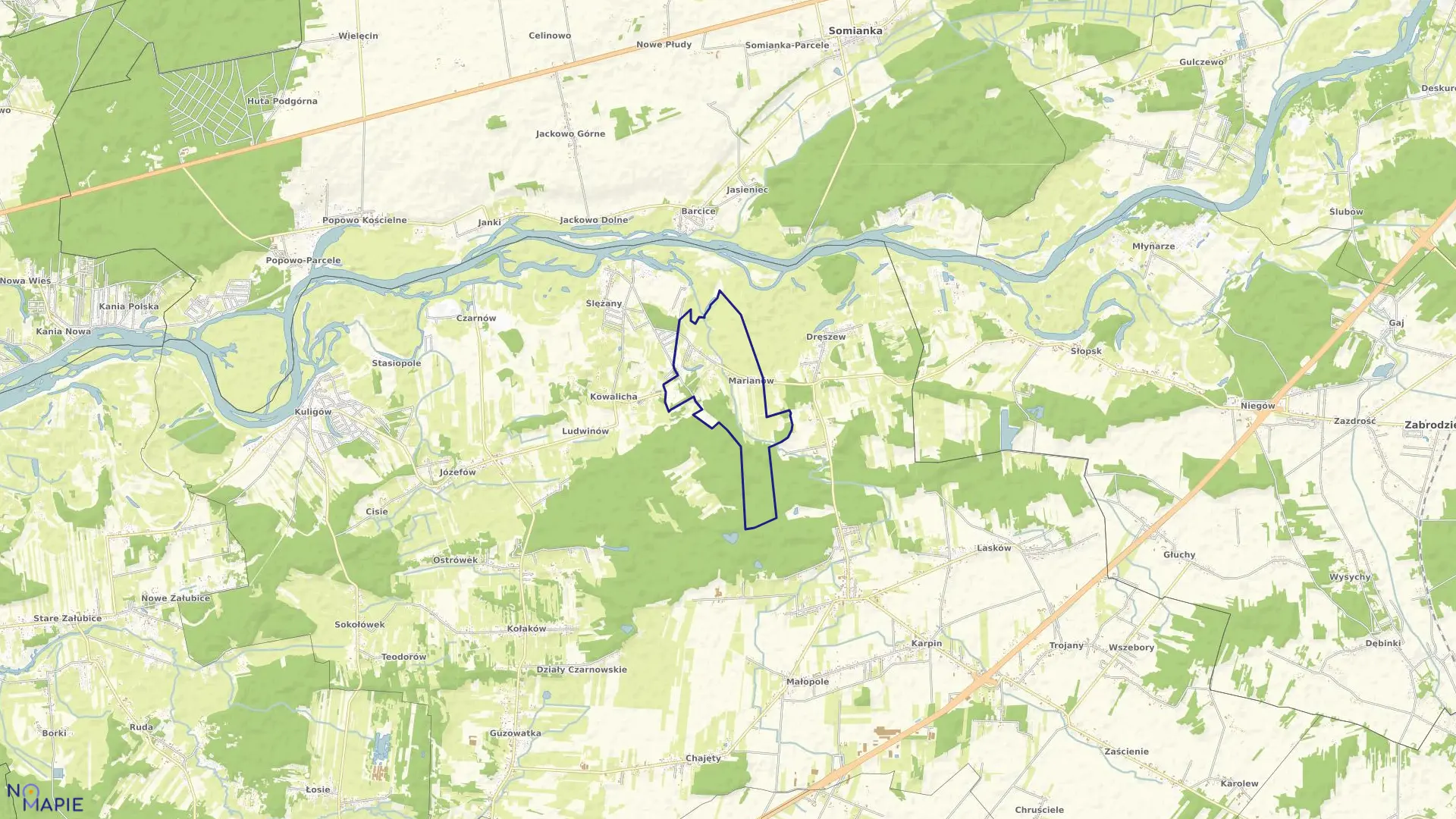 Mapa obrębu MARIANÓW w gminie Dąbrówka