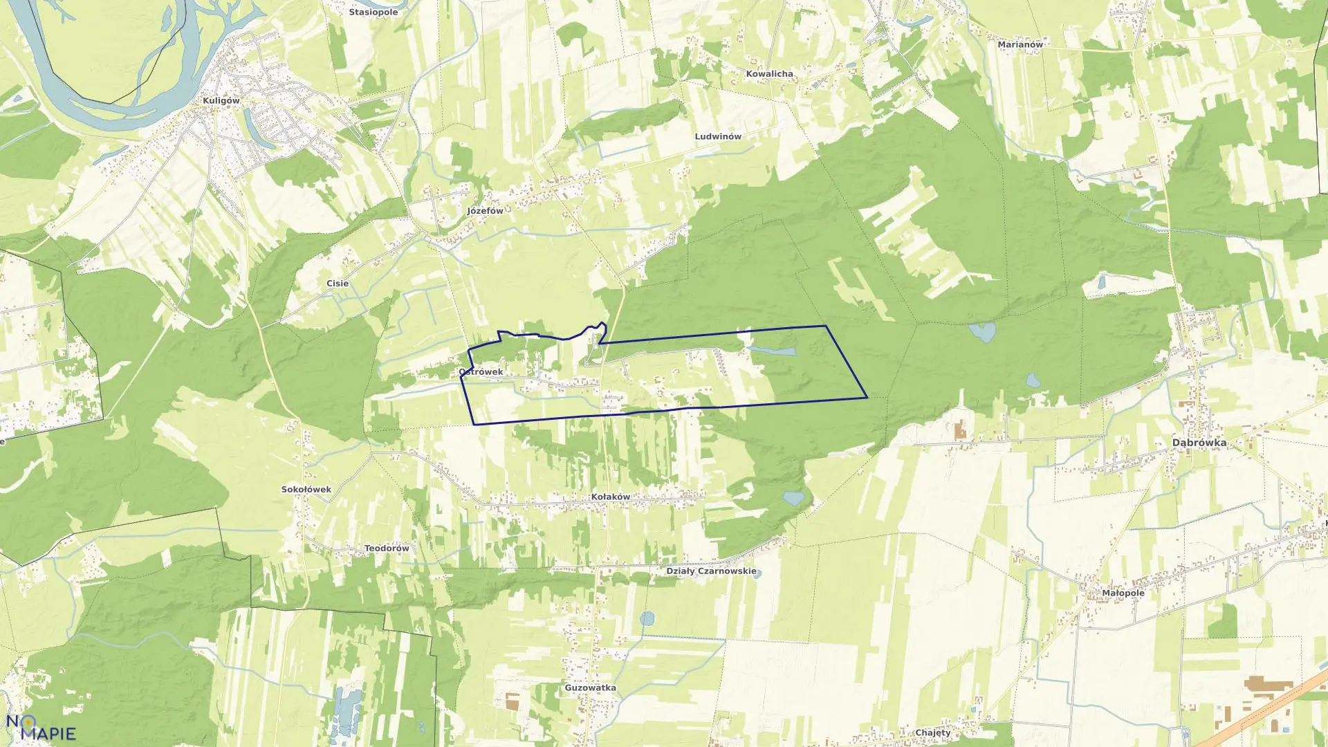 Mapa obrębu OSTRÓWEK w gminie Dąbrówka