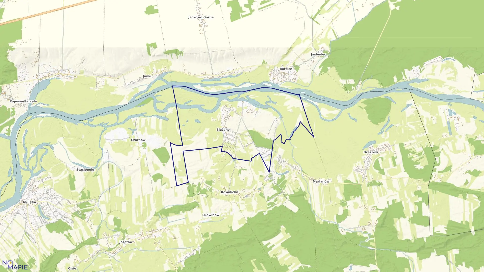 Mapa obrębu ŚLĘŻANY w gminie Dąbrówka